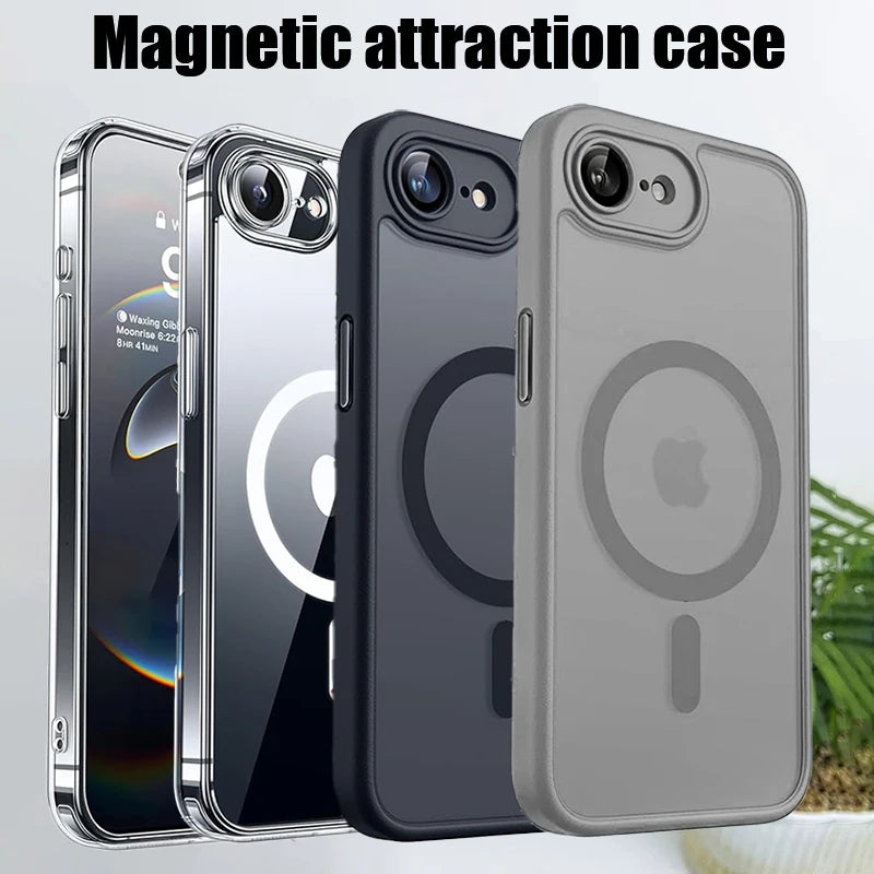 Luxury Semi Transparent For Magsafe Magnetic Phone Case For iPhone 17E 17 16E 16 15  Pro Max Frosted Hard Shockproof Back Cover