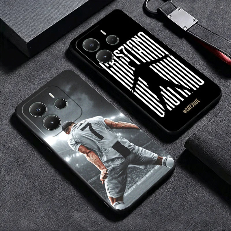 Football Star R-Ronaldo C-CR7 Soft Phone Case for Xiaomi Redmi Note 12 13 14 15 Pro Plus 11 14S 12S 11S 11T 10S 5G Black Cover C