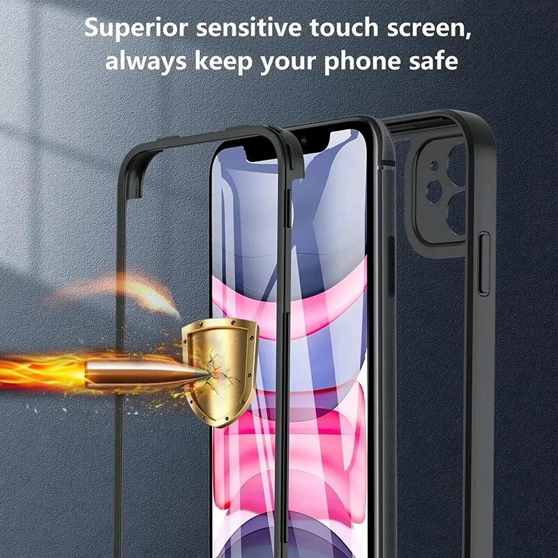 360 Degree Case For iPhone 16 15 11 13 12 14 Pro Max XS Max XR 14 15 16 Plus Built-in Screen Protection Phone Cases Clear Cover