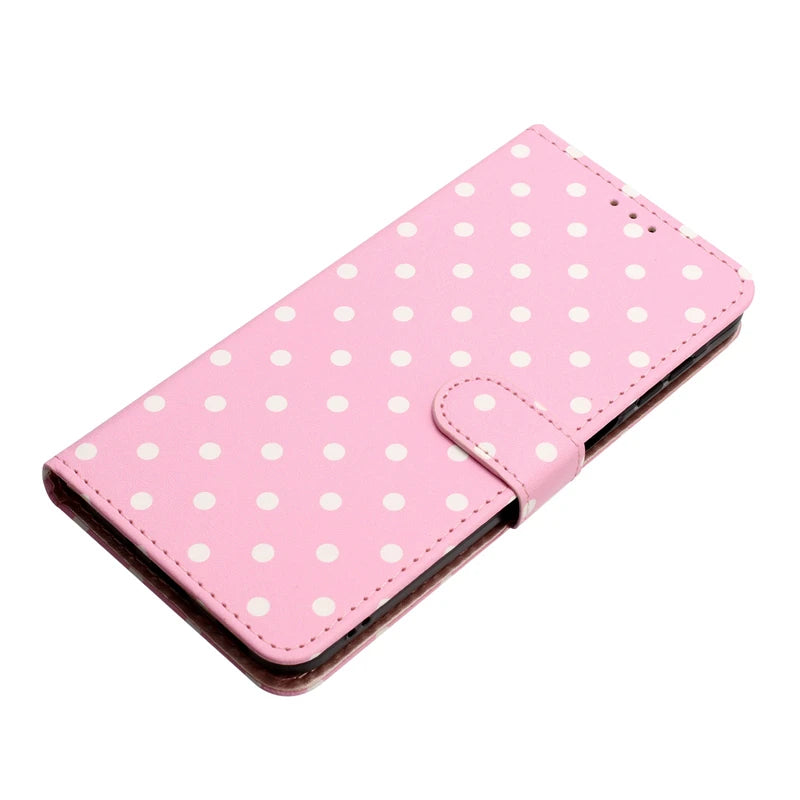 Wave Dot Pattern Leather Flip Wallet Card Bag Case for IPhone Air 17 16 E 15 14 13 11 Pro Max Plus 12 Mini 17E 16E Phone Cover
