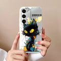 Case For Samsung S23 FE Plus Ultra Black Cat Phone Covers For Galaxy S 23 S23FE S23+ S23Ultra Soft Liqiud Silicone Back Shell