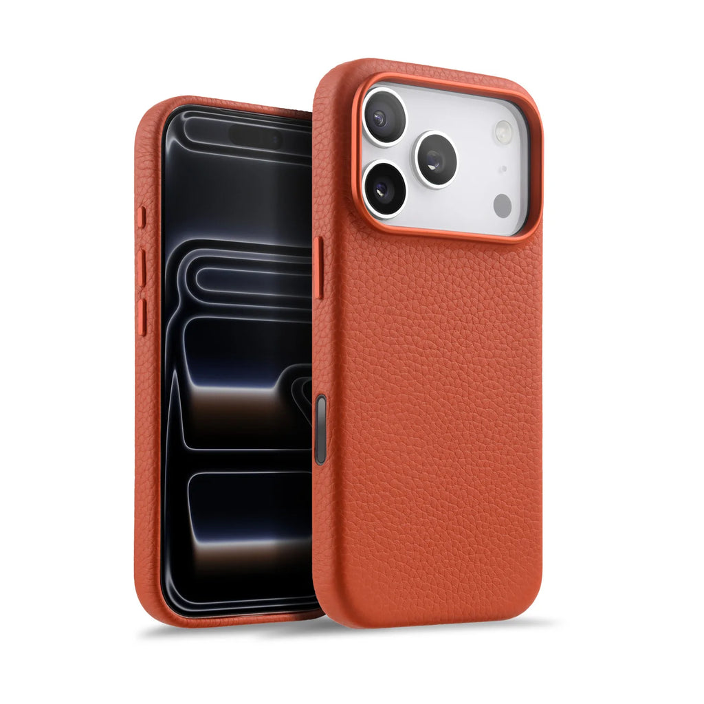 Italian Genuine Cowhide Leather Case For iPhone 17 Pro Max 17Pro with Camera Button protective Magnetic Charging MagSafe Cover