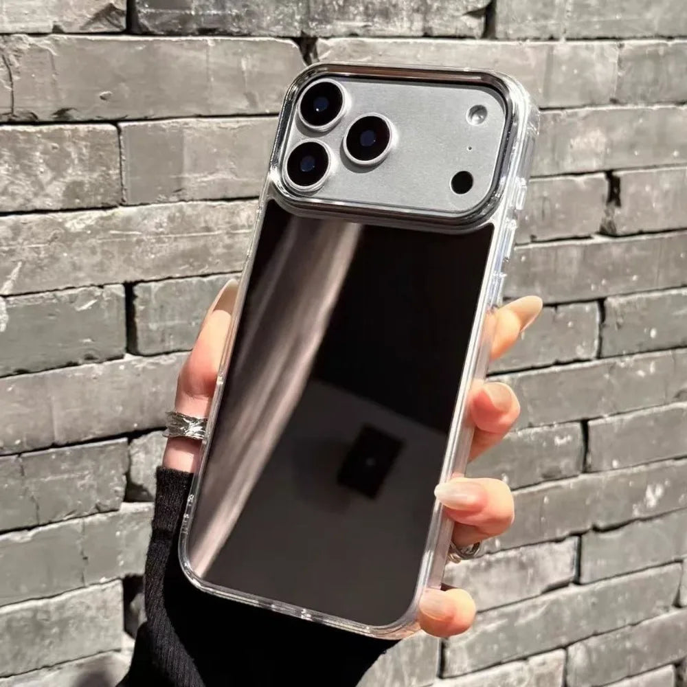 Luxury Plating Make Up Mirror Phone Case For iPhone 17 Air 11 12 13 14 15 16 Pro Max Mini XS Plus Hard Acrylic Shockproof Cover