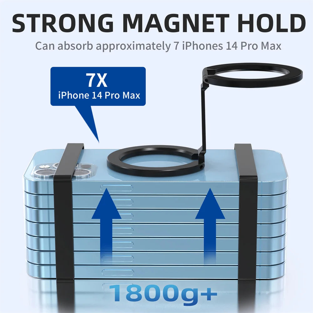 2024 Double-Sided Magnetic Phone Ring Holder for MagSafe Kickstand Magnet Grip for iPhone 15 14 13 12 Pro Android Phone Stand