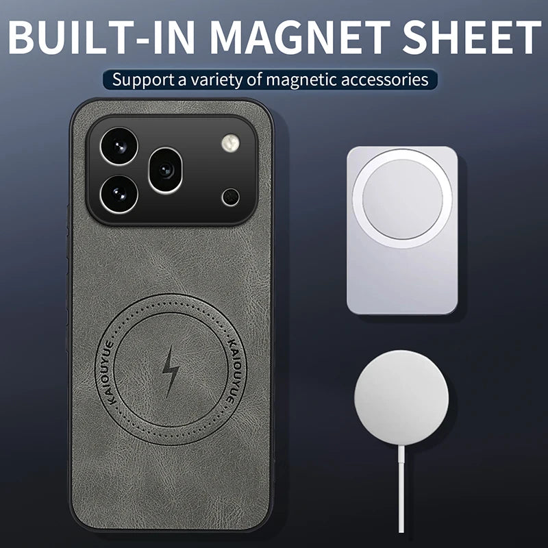 Leather Texture Wireless Charging Magnetic Case For Honor 600 Honor 600Pro 5G ShockProof Phone Cover