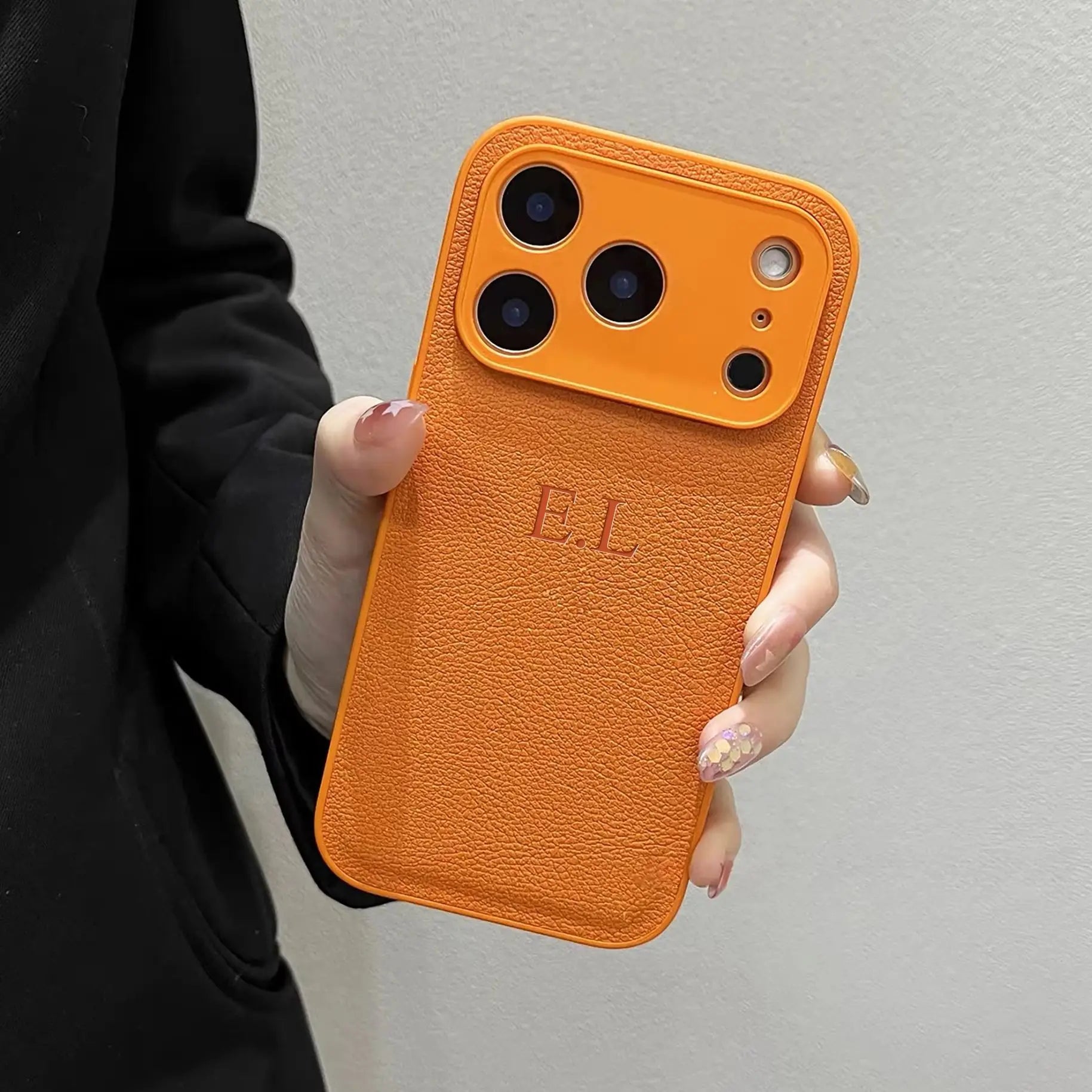 Custom Name Phone Case For iPhone 17 16 15 14 13 Pro Max Plus Air 3D Hot Stamping Faux Leather Cover Couple Gift