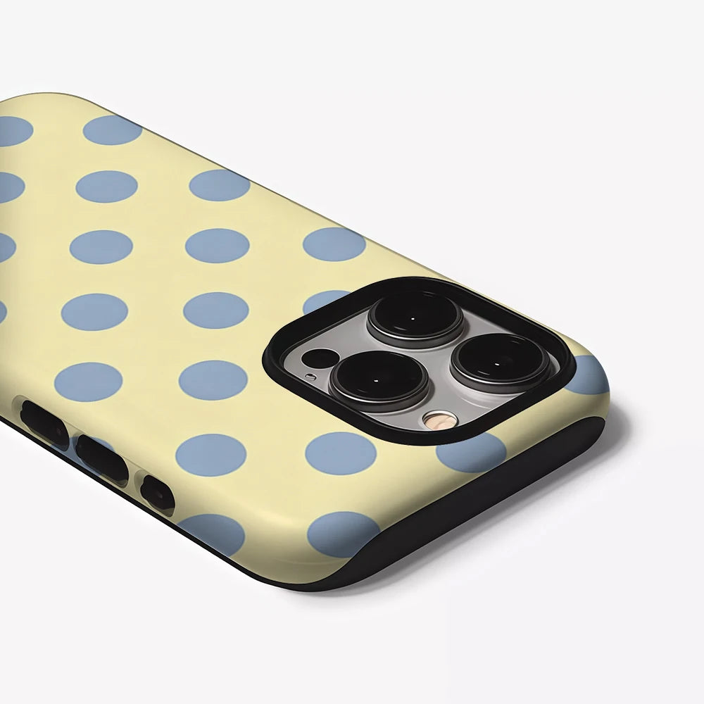 Casegame Matte Bumper for Magsafe Case for IPhone 17 16 15 14 Plus 13 Pro Max Shockproof Hard PC Yellow Blue Dots Cover