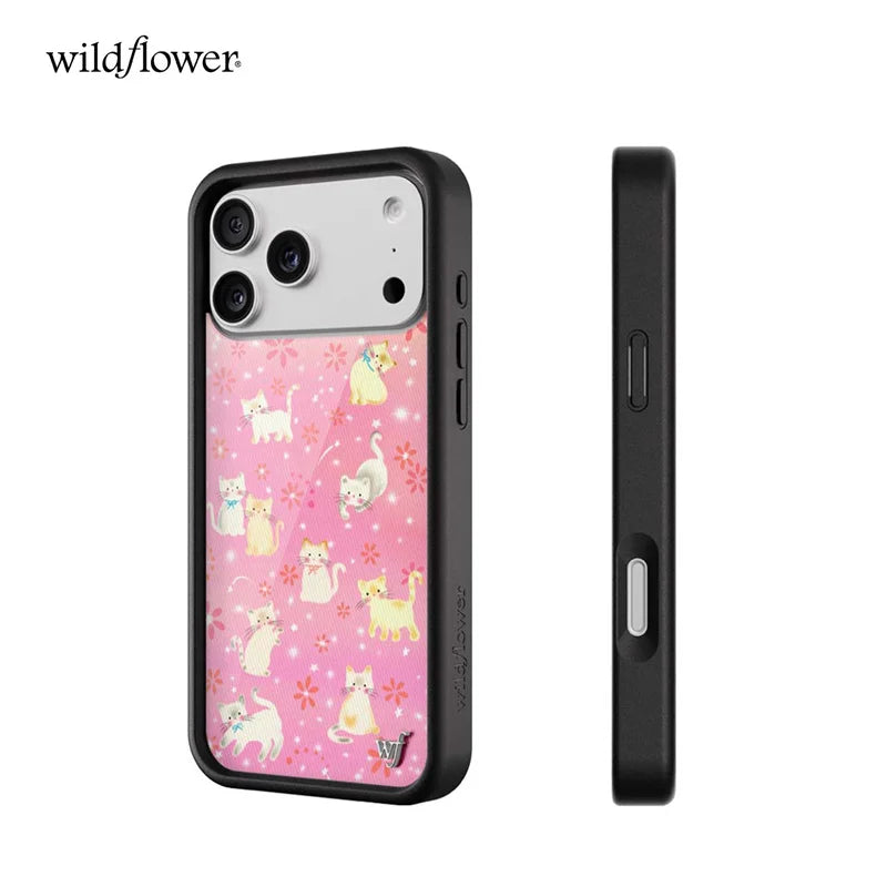 Wildflower INS personality Claire Drake Phone Case For iPhone 11 12 13 14 15 16 17Pro Max Plus cartoon Cute Pink kitten wf Cover
