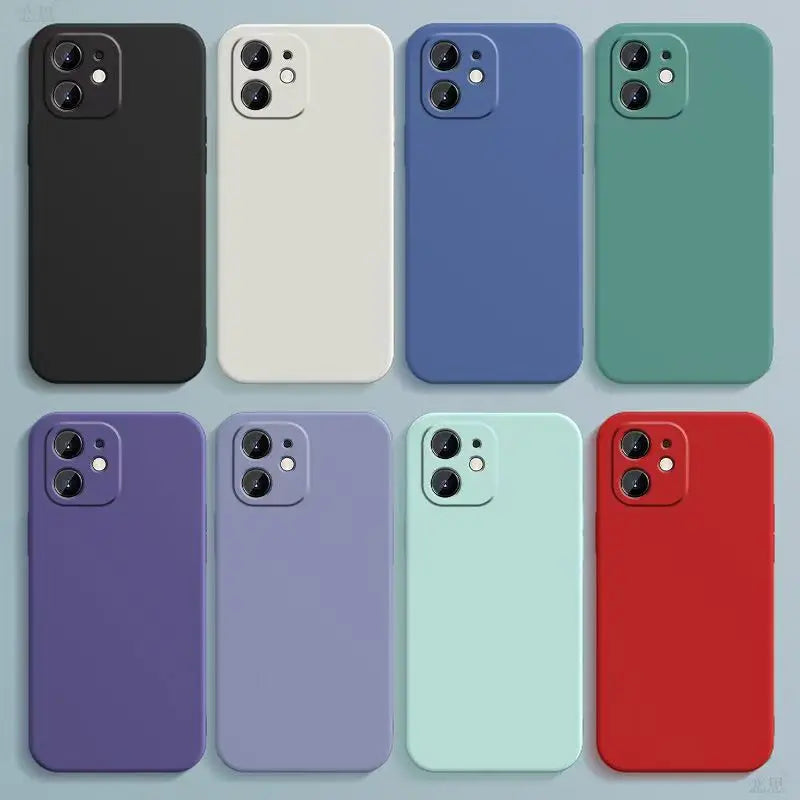 Candy Color Silicone Soft Case For iphone 11 12 13 mini 14 15 16 Plus 16e 17 Air Pro Max Shockproof Camera Protective Cover Case
