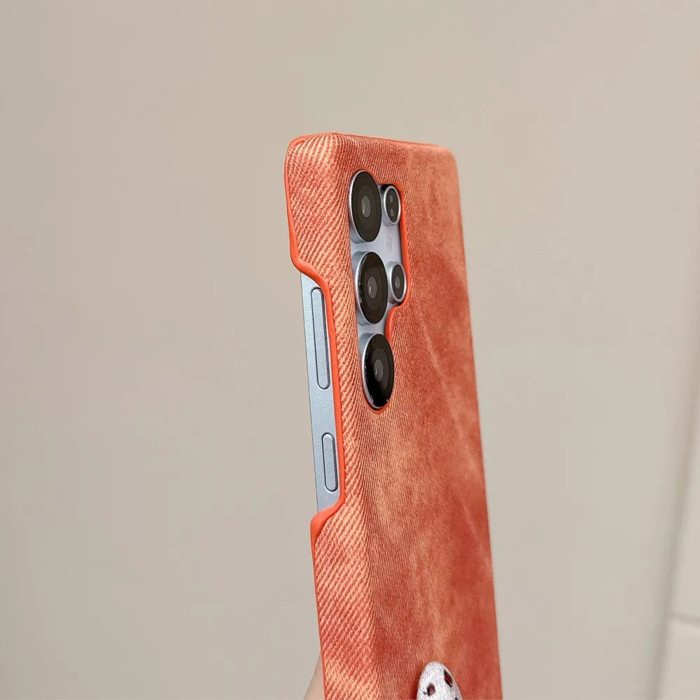Original Washed Color Denim Jeans Phone Case For For Samsung Galaxy S25 S24 S23 S22 Ultra Matte Hard PC Frameless Cooling Cover