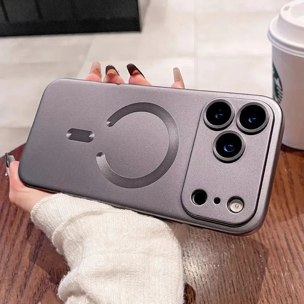 Metallic Paint For Magsafe Soft Case For iPhone 17 16 15 14 13 12 11 17 Pro Max Air Magnetic Wireless Charge Lens Protect Cover