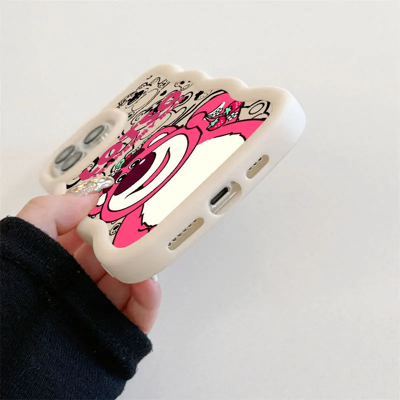 Lotso Strawberry Bear Candy Color Phone Case For iPhone 17 16 15 14 Plus 11 Pro Max 13 12 Mini 17Air 17E 16E Soft Silicone Cover