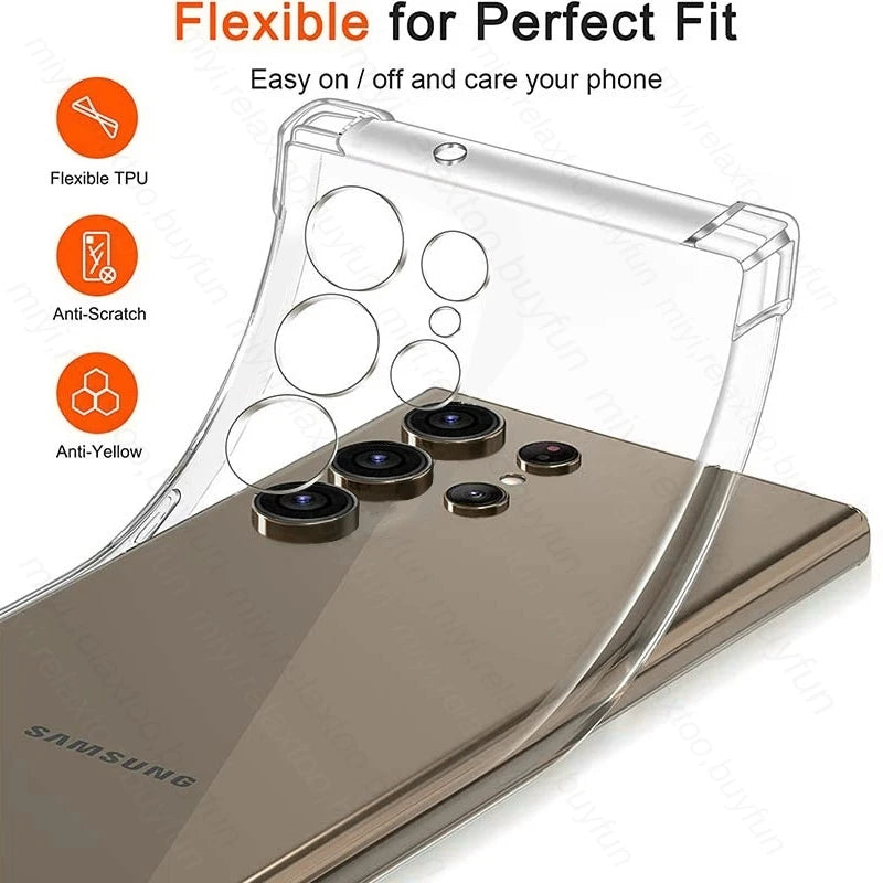 Anti-Yellow Transparent Soft Cover For Samsung S25 S26 Ultra Case Clear Crystal Shockproof Coque Samsang S 25 Edge S25Ultra S25+