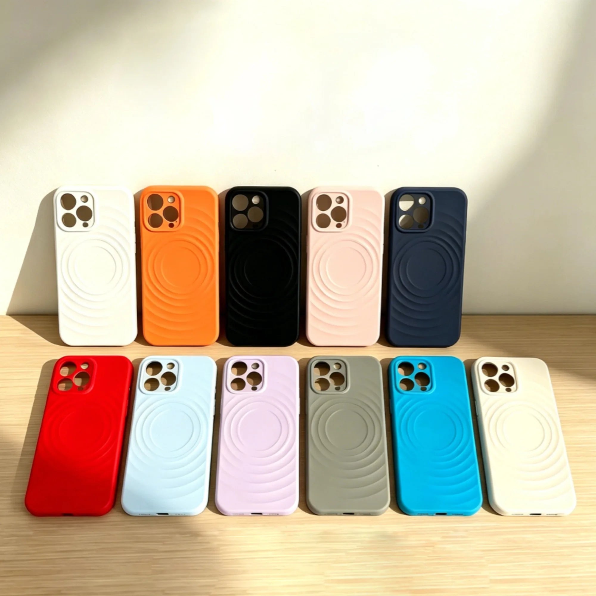 AI Button Liquid Silicone Water Ripple Pattern Candy Phone Case For iPhone 17 16 15 14 Pro Max For Magsafe Magnetic Charge Cover