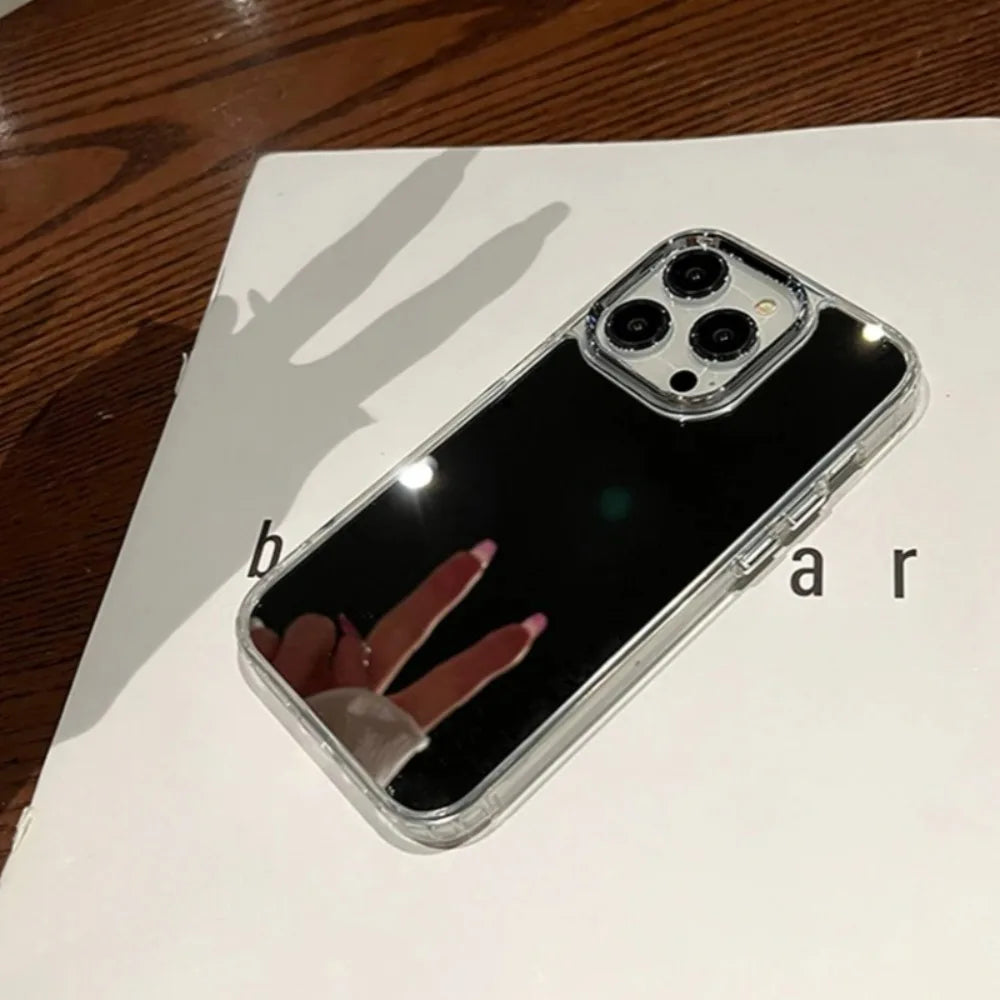 Luxury Plating Make Up Mirror Phone Case For iPhone 17 Air 11 12 13 14 15 16 Pro Max Mini XS Plus Hard Acrylic Shockproof Cover