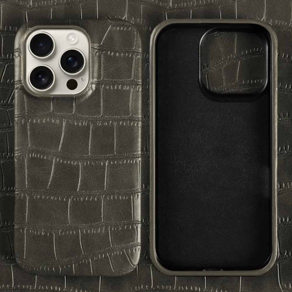 Luxury Crocodile Leather Phone Case For iPhone 17 Air 17e 16e 16 15 14 Plus 13 Mini 12 11 Pro Max Case Hard PC Protective Cover