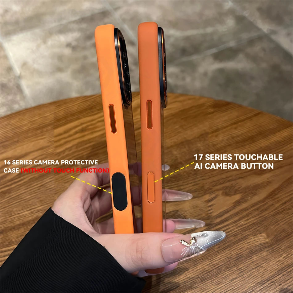 Luxury Hit Color Transparent Case For iPhone 17 16 Plus 15 14 13 Pro Max 17Pro Clear Shockproof Silicone Bumper Alloy Lens Cover