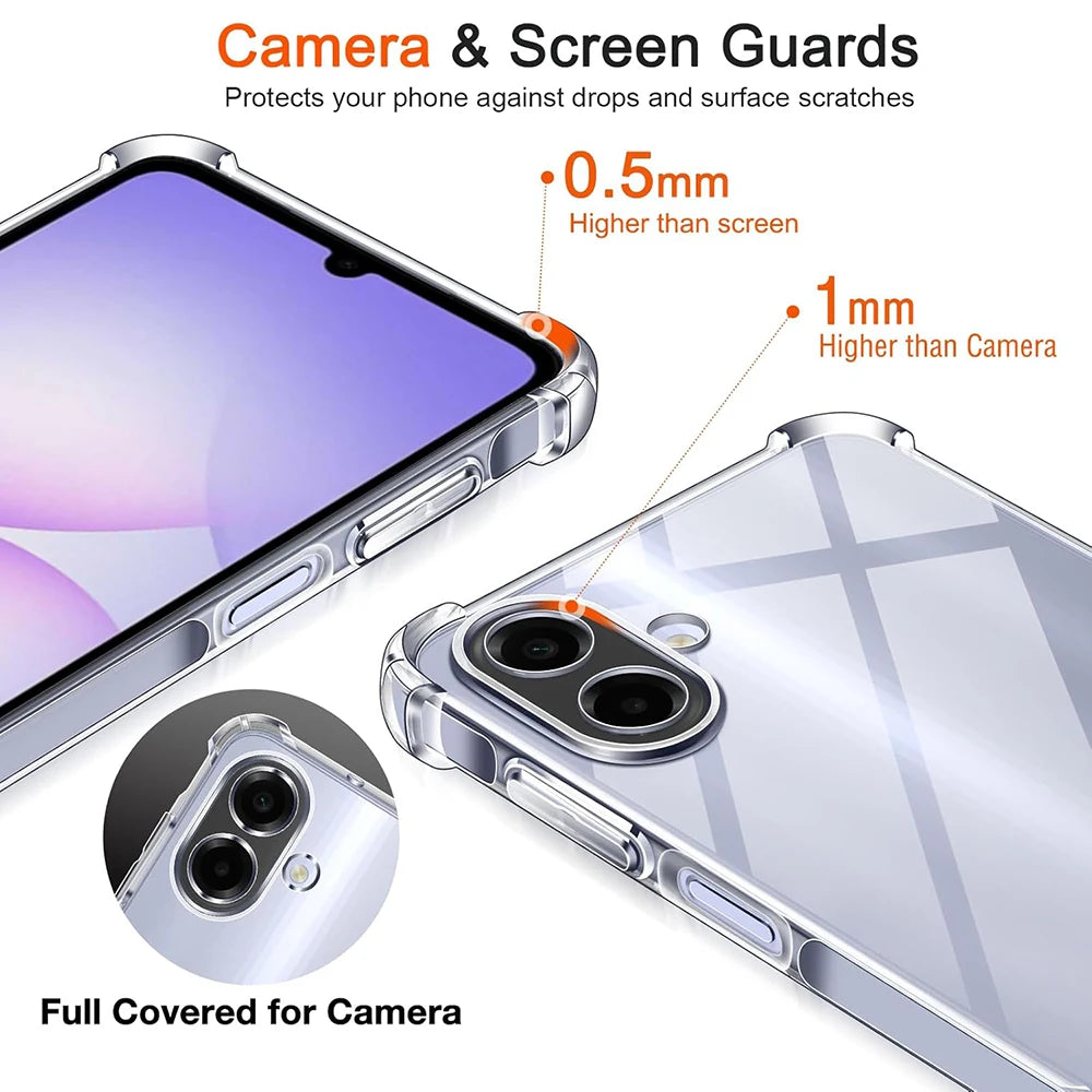 Shockproof Airbag Silicone Soft Case For Samsung Galaxy A57 A37 A17 A07 A56 A36 A26 A16 A06 5G 4G Crystal Clear Funda Coque Capa