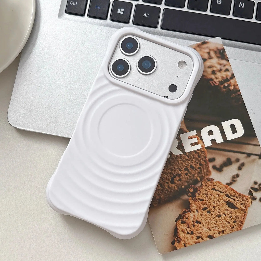 Wave Ripple Pattern Silicone Matte Phone Case For iPhone 17 Air 16 15 14 13 12 11 Pro Max Plus Plain Anti-driop Shockproof Cover