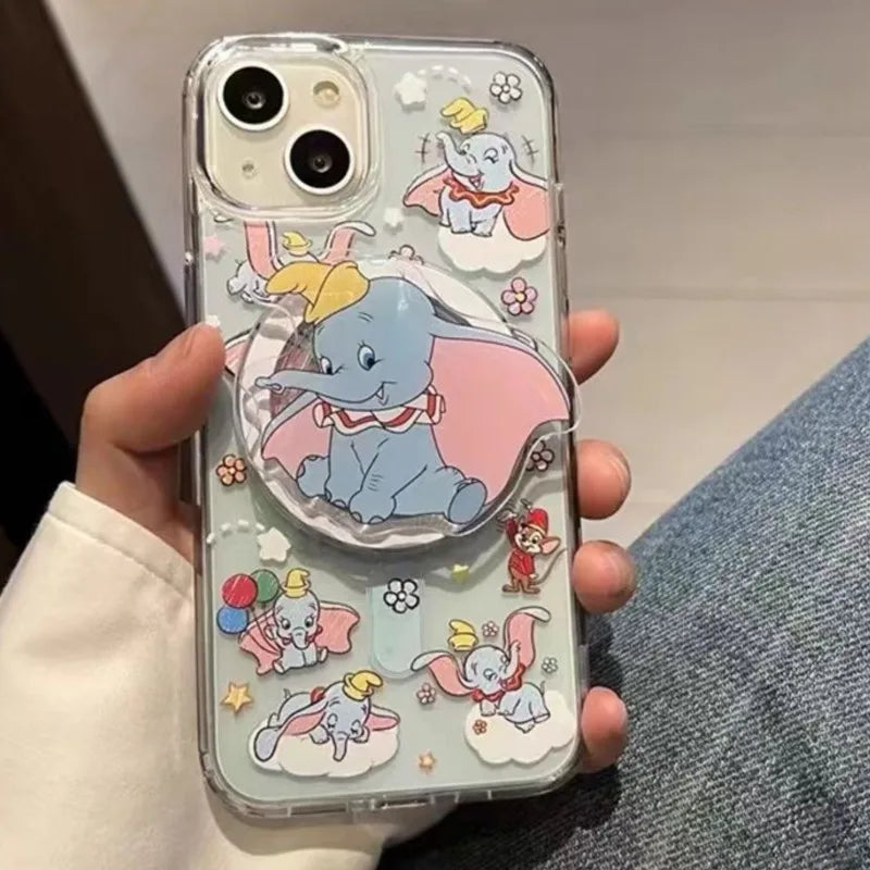 Korea Cute Disney Dumbo For Magnetic Phone Grip Holder, Foldable Stand for MagSafe Compatible Phones, 3D Cartoon Acrylic Design