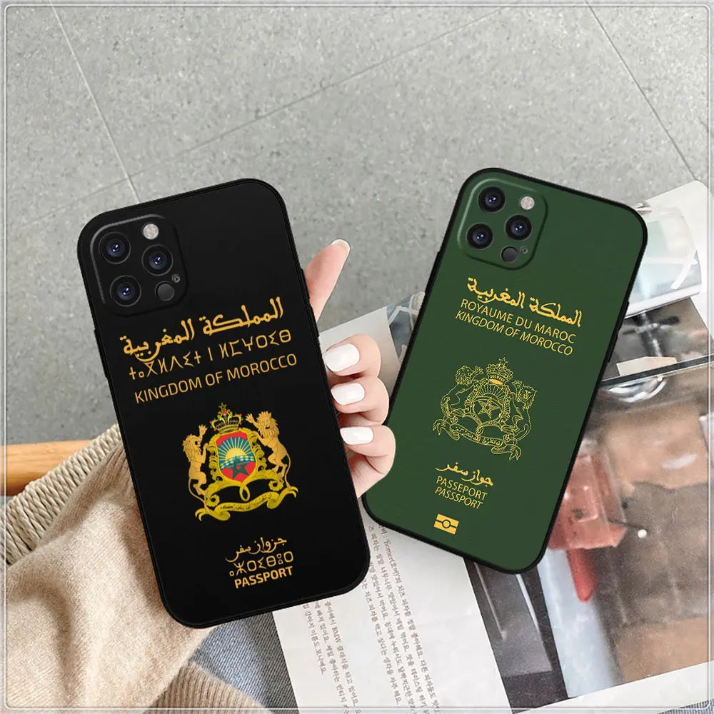 Moroccans Morocco Flag Passport Phone Case For Apple iPhone 15 14 16 13 12 11 Pro Max Mini 8 7 XS XR SE Shockproof Back Cover