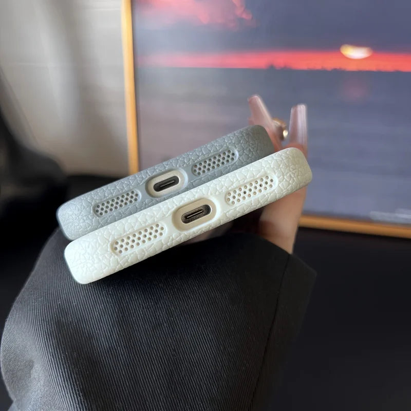 For Luxury Litchi Texture Silicone Magsafe Magnetic Phone Case For iPhone 17 Air 15 13 12 11 Pro Max Bumper On 16 Pro Max Cover
