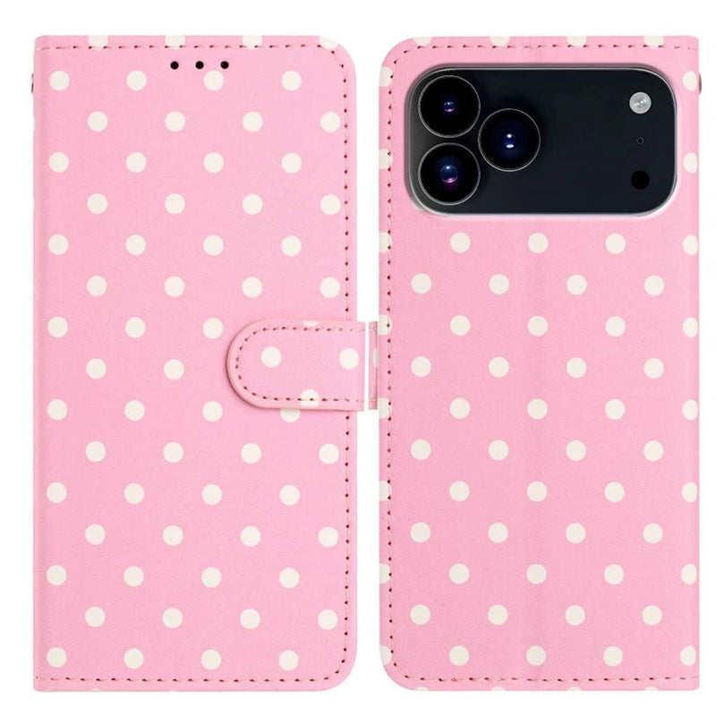 Wave Dot Pattern Leather Flip Wallet Card Bag Case for IPhone Air 17 16 E 15 14 13 11 Pro Max Plus 12 Mini 17E 16E Phone Cover