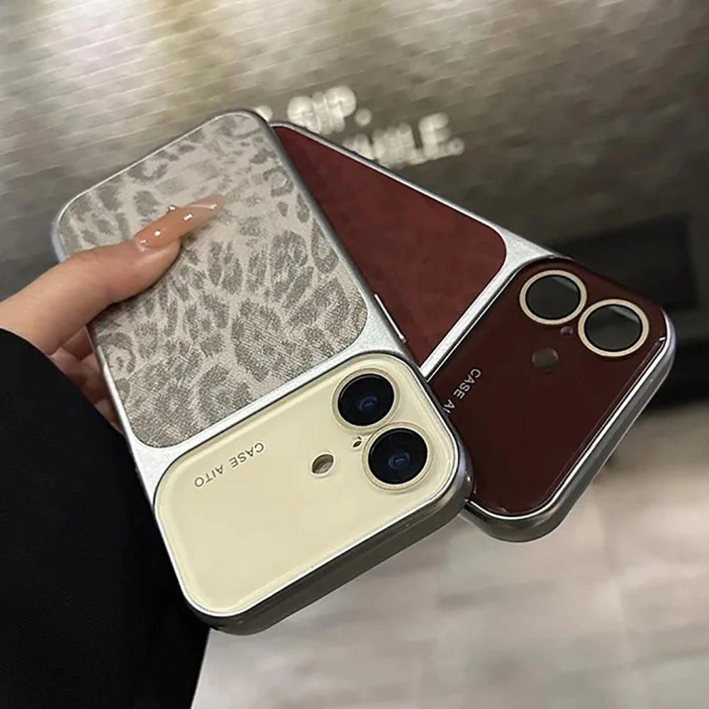 Luxury Leopard Pattern Phone Case For iPhone 17 16 15 14 Pro Max 17Pro Glass Camera Protection Cases For iPhone17 Pro Max Cover