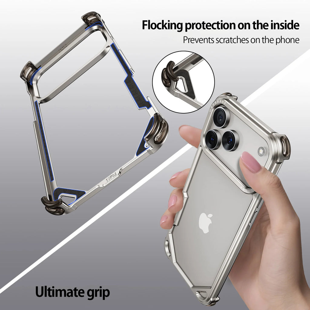 Eary Frameless Case for iPhone 17 Pro Max Air for Magsafe Metal Shockproof Protective Phone Cover Aluminum Alloy Anti-Drop Shell