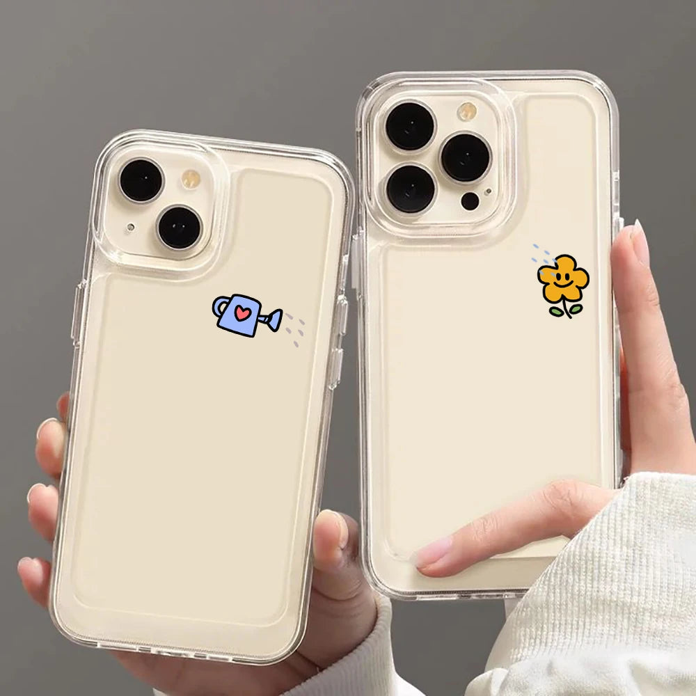 Funny Cat Fish Couple Phone Case For iPhone 17 16 15 14 13 12 11 Pro Max Mini SE 7 Plus 17E Shockproof Soft Transparent Cover