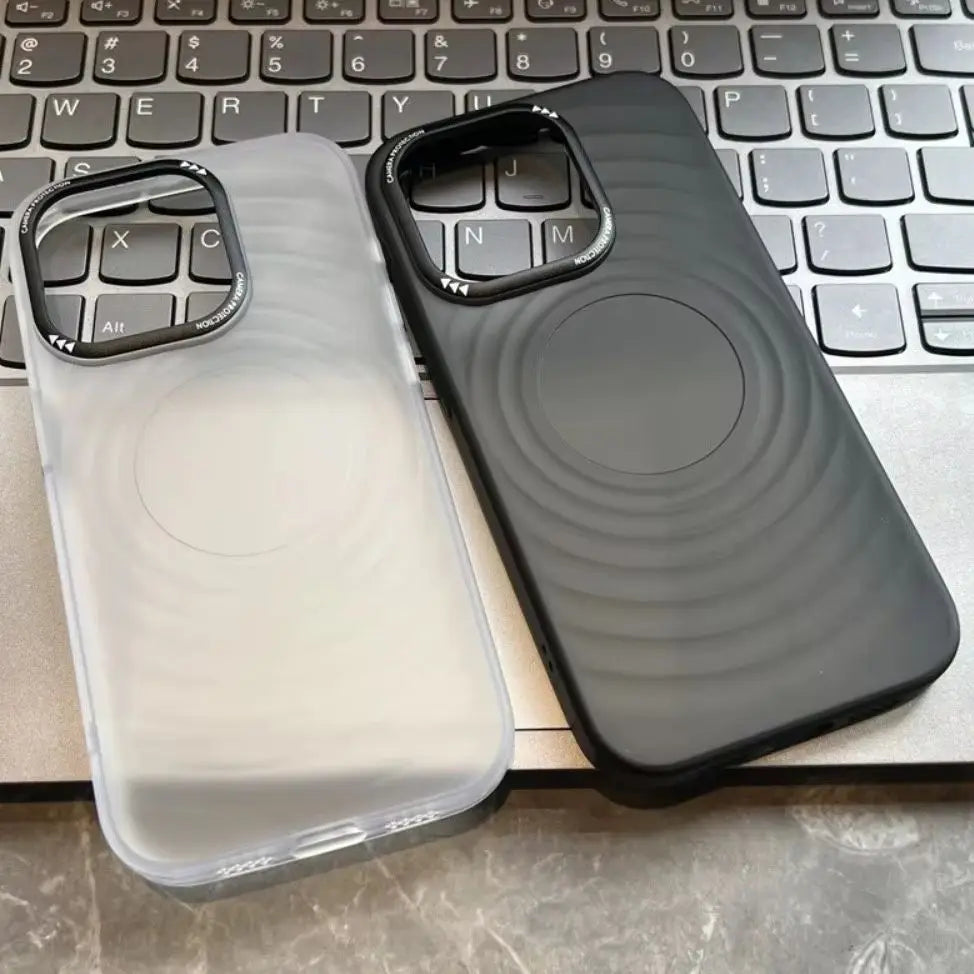 Translucent Smooth Water Ripple Hard PC Case For iPhone 17 Air 16 15 14 13 Pro Max Plus Luxury Frosted Metal Camera Matte Cover