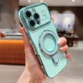 Bracket For Magsafe Phone Case For iPhone 17 16 13 15 14 11 12 Pro Max 15 16 Plus 16e Silicone Large Window Cover For iPhone Air