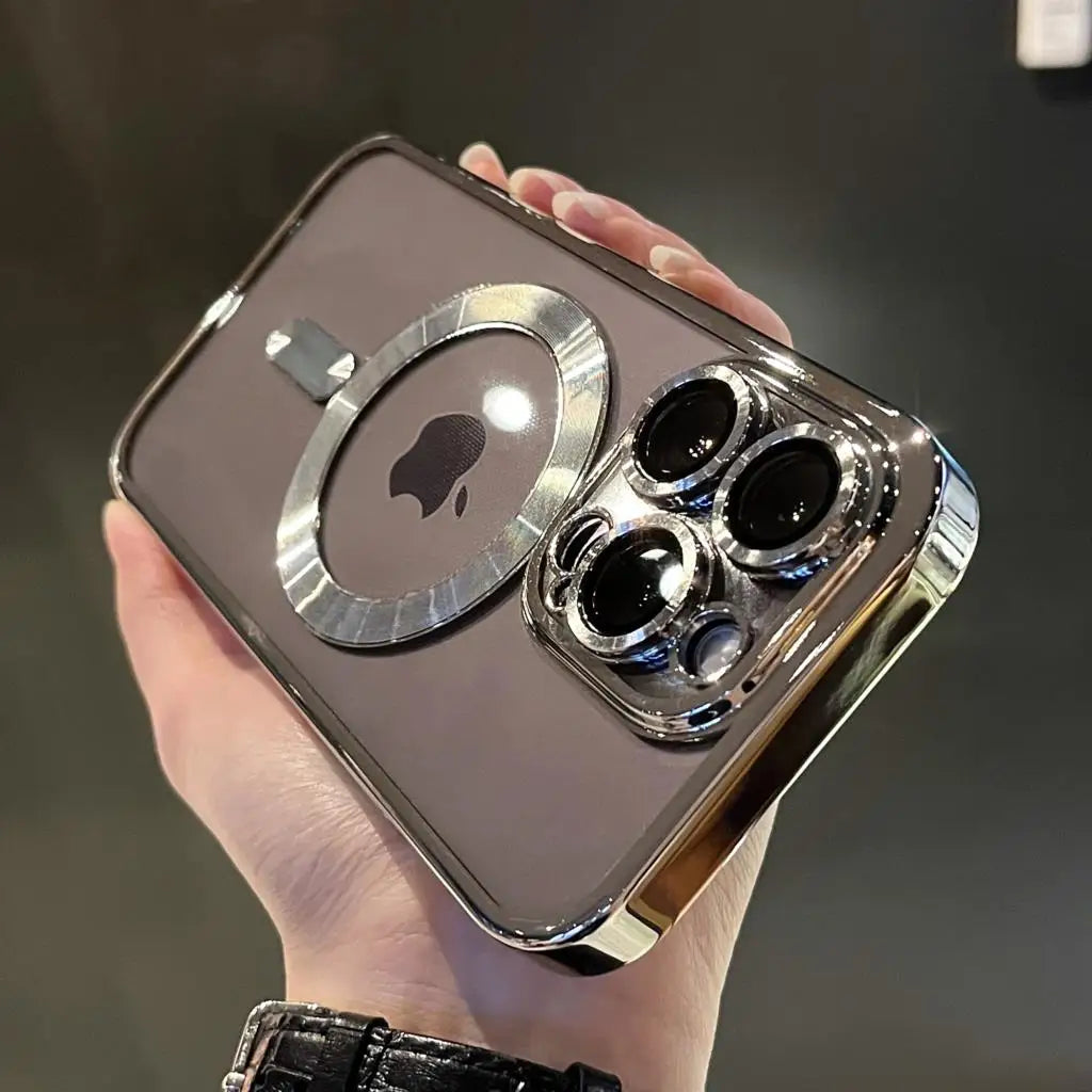 Luxury Magsafe Plating Silicone Clear Case For iPhone 11 12 13 14 15 16 Pro Max Plus Magnetic Wireless Charge Cases Cover