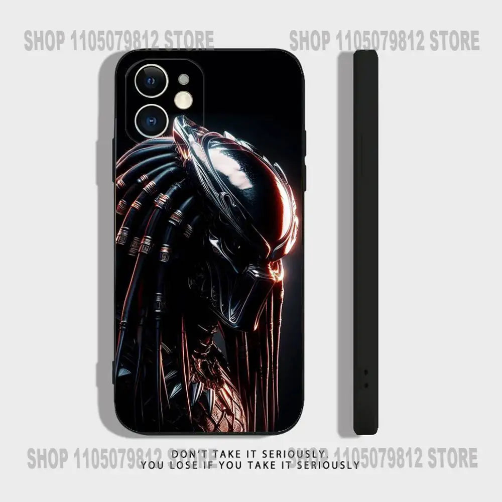 A-Alien Vs Predator Painted Phone Case For iPhone 17 16,15,14,13,12,11,Pro,XS,Max,XR,Plus,Mini Soft Silicone Black Shockproof