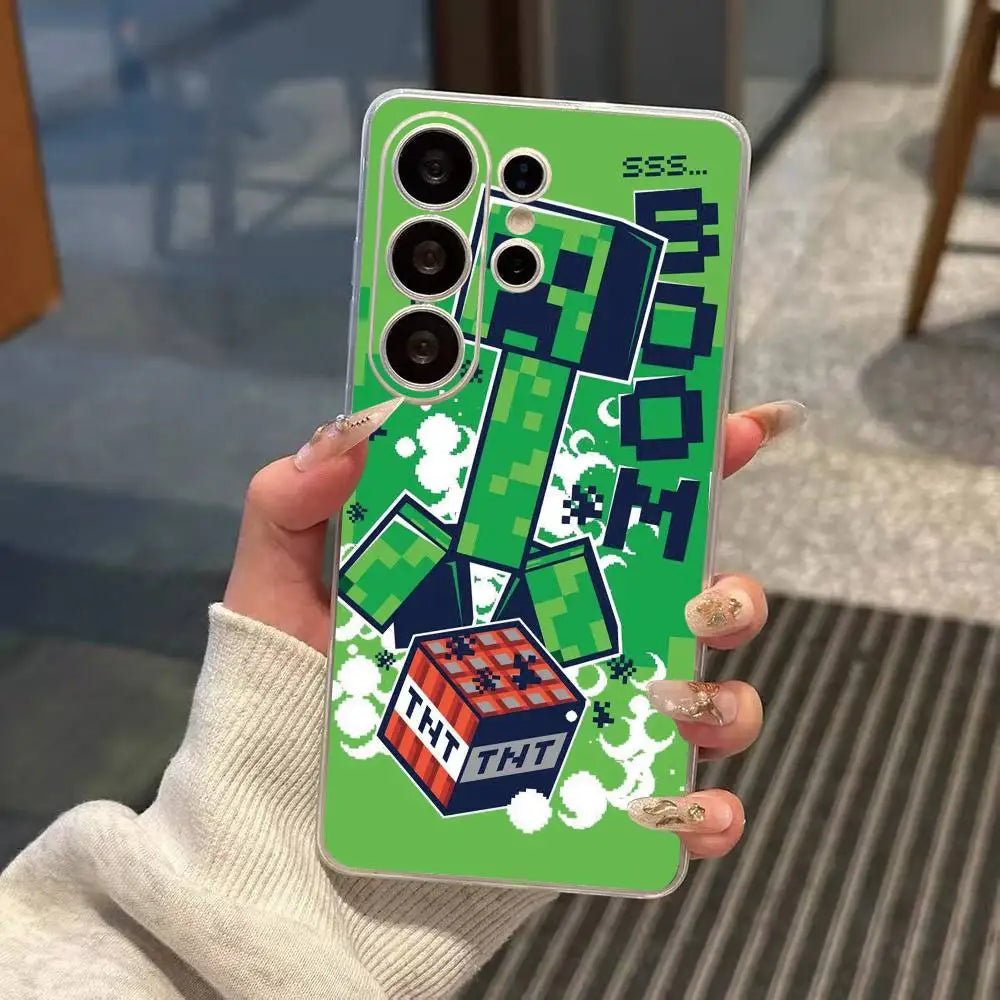 Game M-Minecrafts Phone Case Transparent Silicone Soft For Samsung S25,S24,S21,S22,S23,S30,Ultra,S20,Plus,Fe