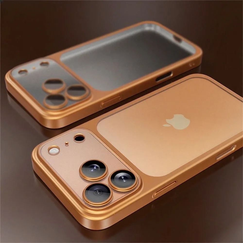 Luxury Plating Color PC Transparent Phone Case For IPhone 17Pro Max 17Air Lens Protection Matte Transparent BackPlate Hard Cover