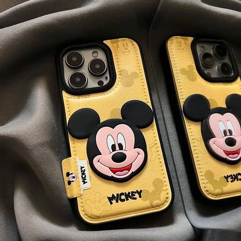 NEW 2026 Cute Cartoon Mickey Mouse Skin Striae Mobile Phone Case for IPhone Kawaii Anime Birthday Present Student Essentials