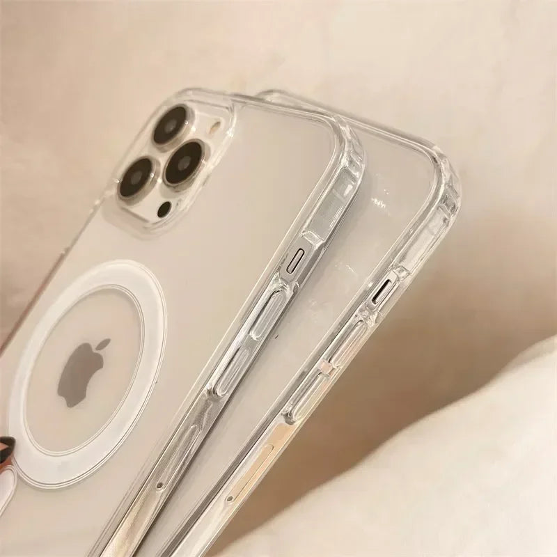 Original For Magsafe Magnetic Wireless Charging Phone Case For iPhone 16 15 14 13 12 11 ProMax Mini X XR XS 7 8Plus Clear Cover