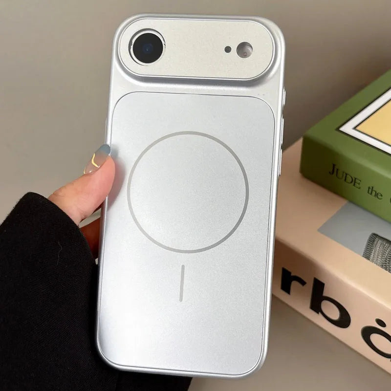 Luxury Glass Large Window AG Nano Matte Phone Case For iPhone 13 14 15 16 17 Air Pro Max For Magsafe Magnetic Charge Hard Cover