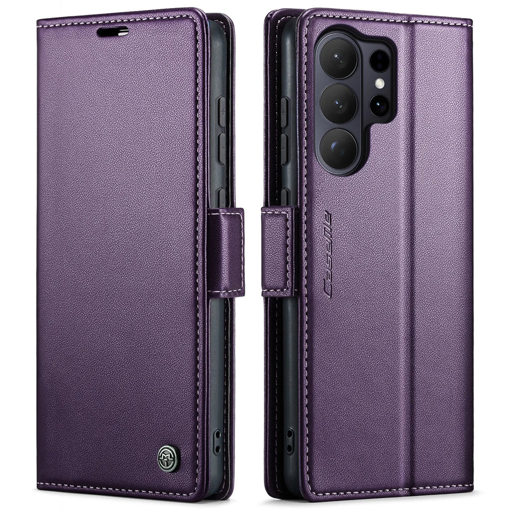 Busines Sle Leather Magnetic Flip Case for Samsung Galaxy S26 Ultra S25 Edge S24 FE S23 S22 Plus Wrieless Charge Kickstand Cover