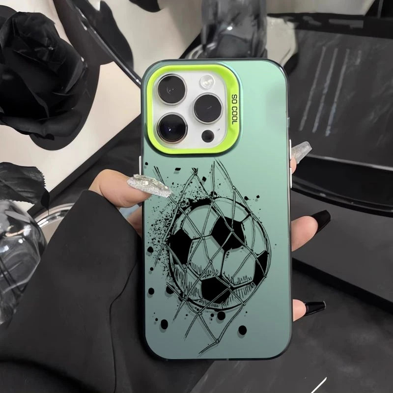 Football Theme Phone Case For iPhone 17 Pro Max 16 11 13 15 12 14 Laser Cover For iPhone Air XS Max XR X 8 7 Plus 17E 16E Funda