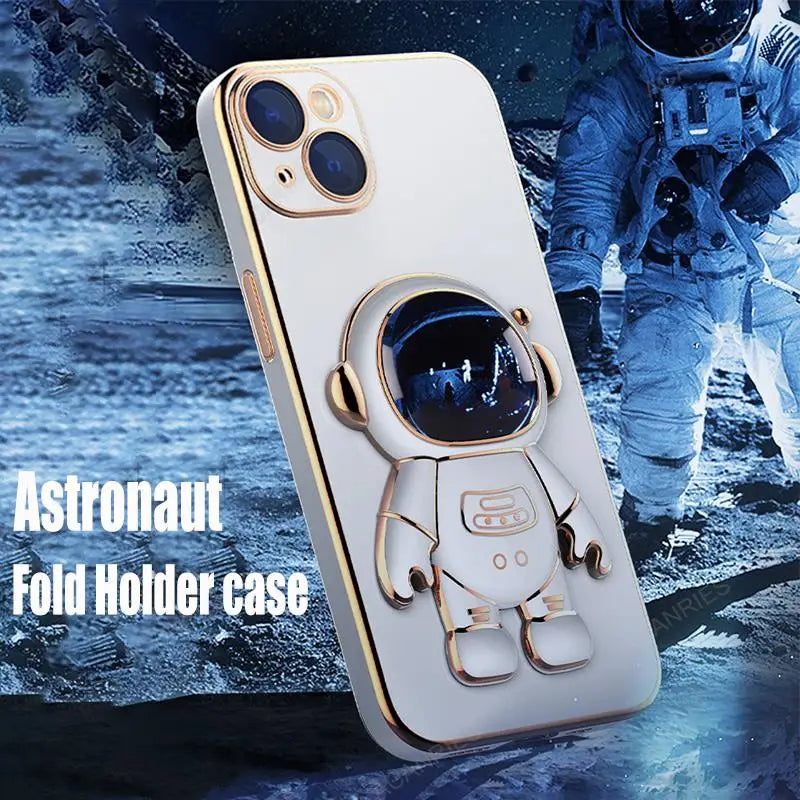 Astronaut Holder Luxury Plating Case For Iphone 14 Plus 12 11 13 Pro Max Mini X Xs Xr 14plus Iphone14 14pro Silicone Stand Cover