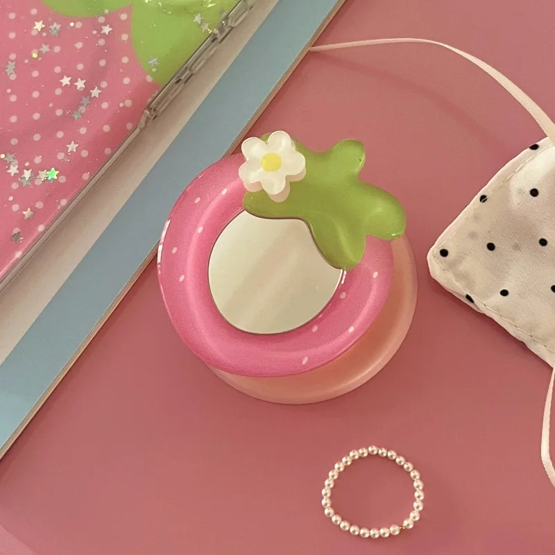 Korean Star Polka Dot Strawberry Magnetic Phone Case For iPhone 17 Pro 15 14 16 Pro Max Cover with Magsafe Stand Cute Cases Capa