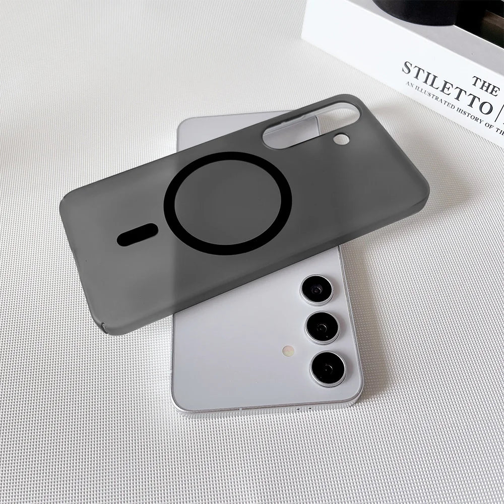 For Magsafe Wireless Charge Magnetic Case For Samsung S26 Ultra S25 S24 S23 S22 Plus FE S25 Edge Matte Translucent Hard PC Cover