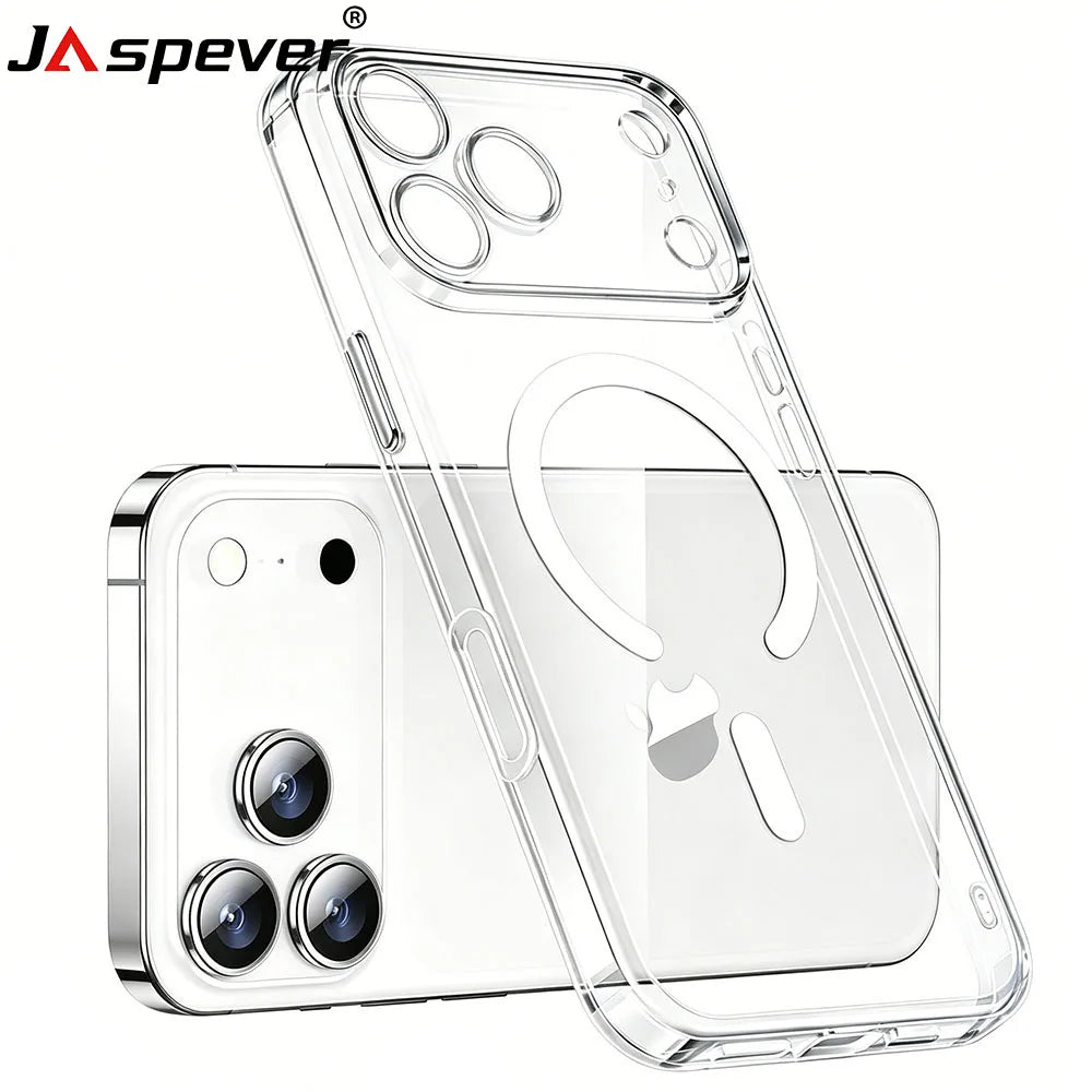 Magnetic For Magsafe Case For iPhone17ProMax iPhone 17 Pro Max Air Hybrid Hard Cover For 17Air iPhone17 Transparent Soft Shell