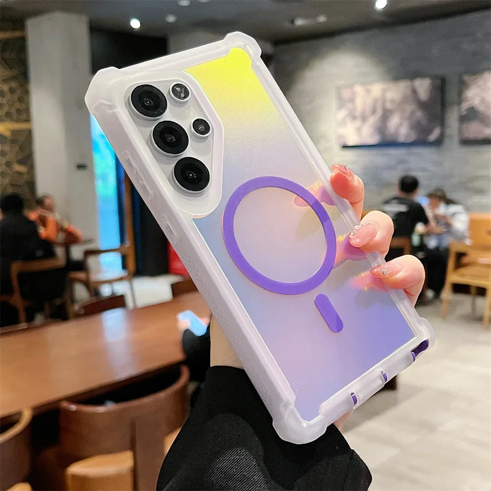 Luxury Chameleon Series Shockproof Magnetic Changing Color Case for Samsung Galaxy S26 S25 Ultra S24 Plus Double Layer Cover