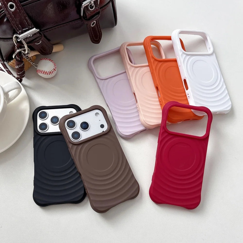 Stylish and cute 3D water wave phone case suitable for iPhone 17 Pro Max 16 15 14 13 12 11 Plus magnetic wireless charging cover