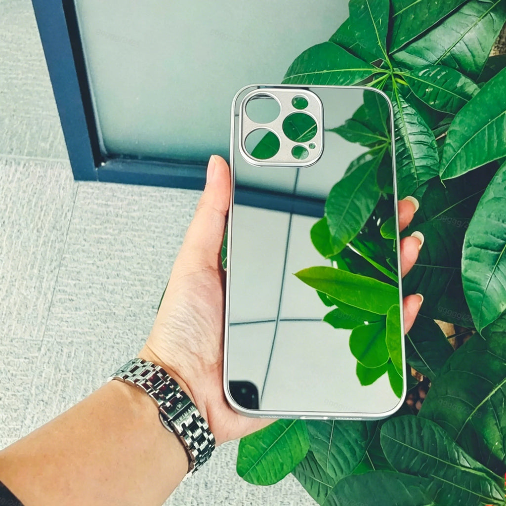 Mirror Glass Phone Case, Mirror Reflective Surface, Light Luxury Texture, Skin-Friendly Touch, Shockproof & Dustproof, Precise Cutouts, Compatible with Multiple iPhone Models