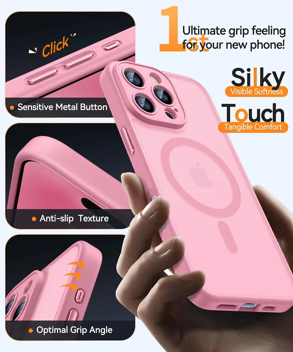 Luxury Transparent Candy Color Matte Hybrid Hard Case For iPhone 17 Air 15 14 13 11 12 16 Pro Max Plus Soft Magnetic For Magsafe