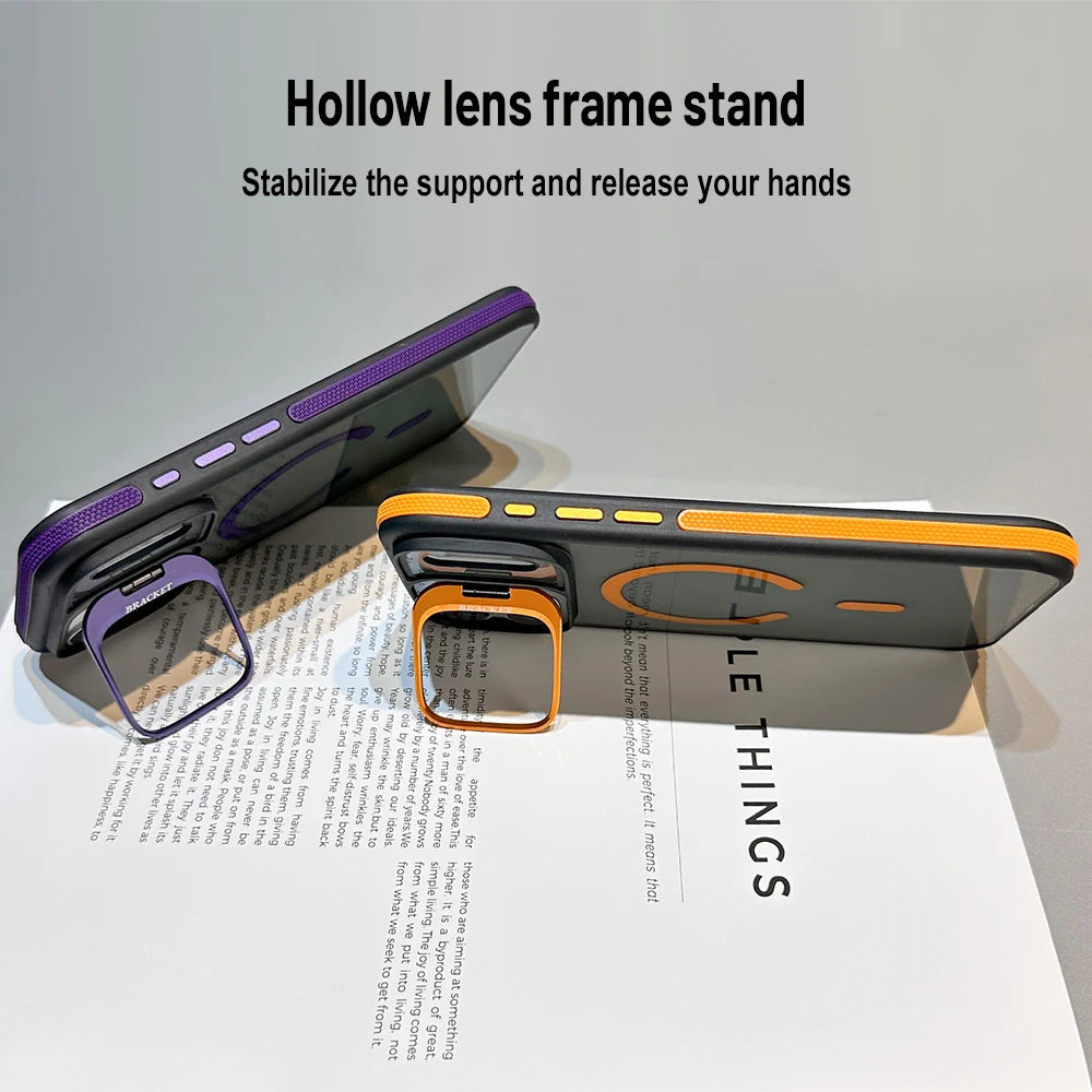 Luxury Magnetic Phone Case With Lens Mount Hard For iPhone 17 Pro Max 17 16 15 13 12 14 11 14 Plus Wireless Charging Cover Funda